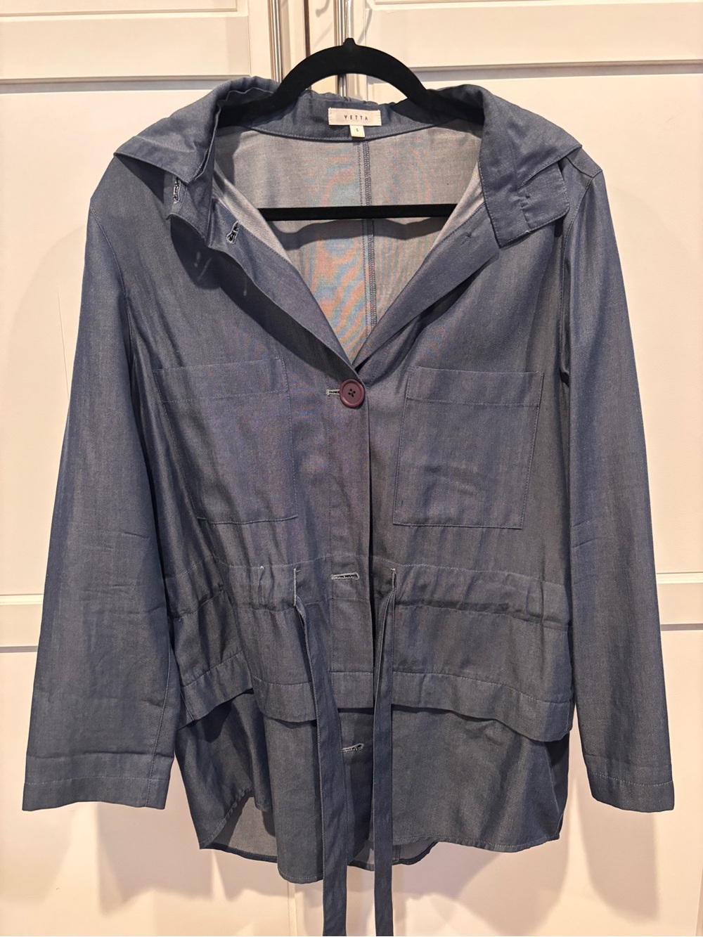 VETTA Slate Blue Hooded Utility Jacket